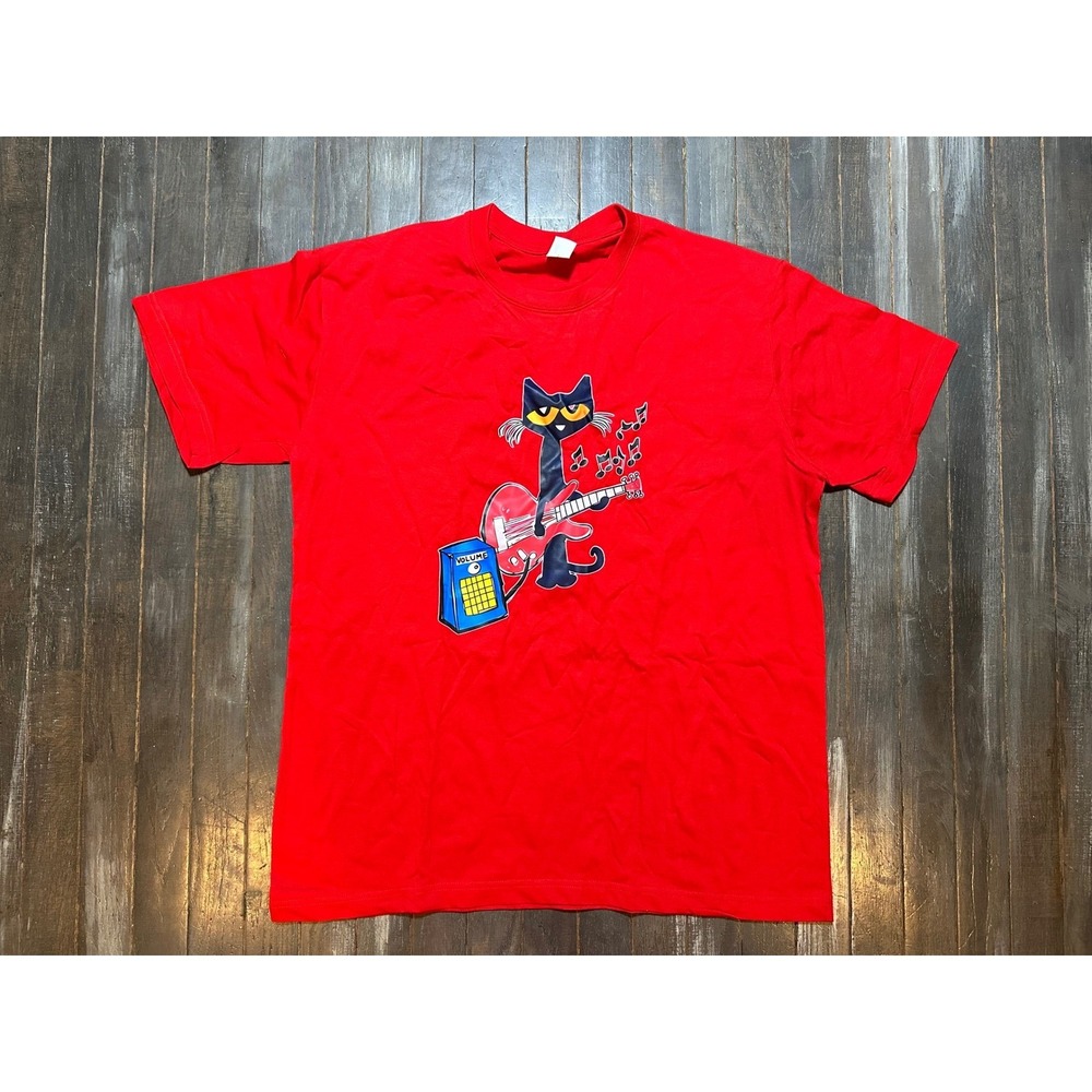 Pete the Cat Rocking Guitar Red Graphic T-Shirt Mens Short Sleeve Tee